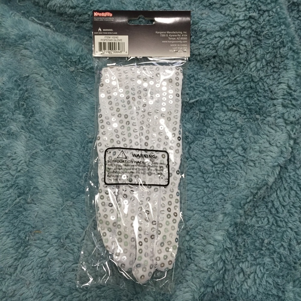 Single costume white silver sequin costume glove - Picture 7 of 12